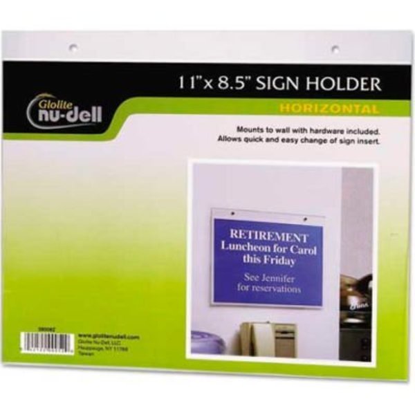 Nudell Plastics Nu-Dell Horizontal Wall Sign Holder 5/16" x 11-1/8" Clear 38008